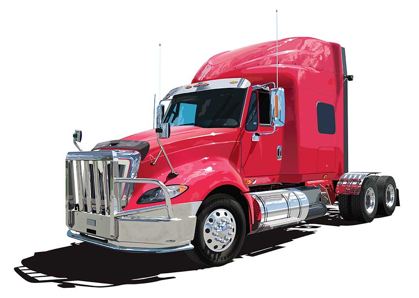 2018. Adobe Illustrator rendering of a Red Semi Truck Tractor.