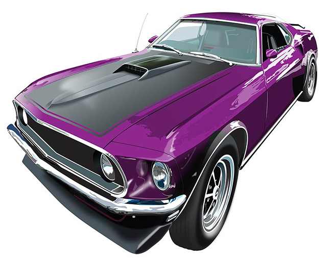2018. Adobe Illustrator rendering of a Mustang.